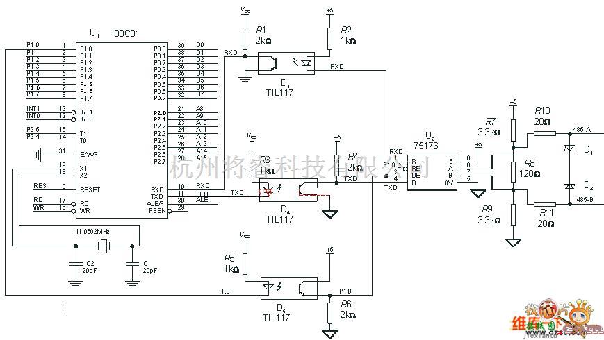单片机制作中的til117应用电路图  第1张