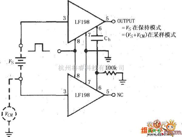 采样保持放大电路中的两个采样保持放大器LF198构成的差分输入保持电路图  第1张