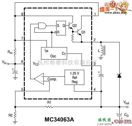 电源电路中的34063用于DC－DC电源变换的电路图  第1张