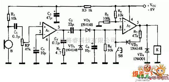开关电路中的KD-28做声控开关电路图  第1张