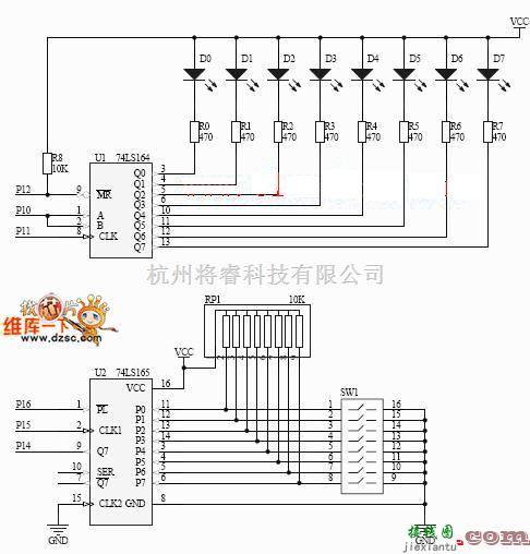 单片机制作中的74LS164静态显示接口电路图  第1张