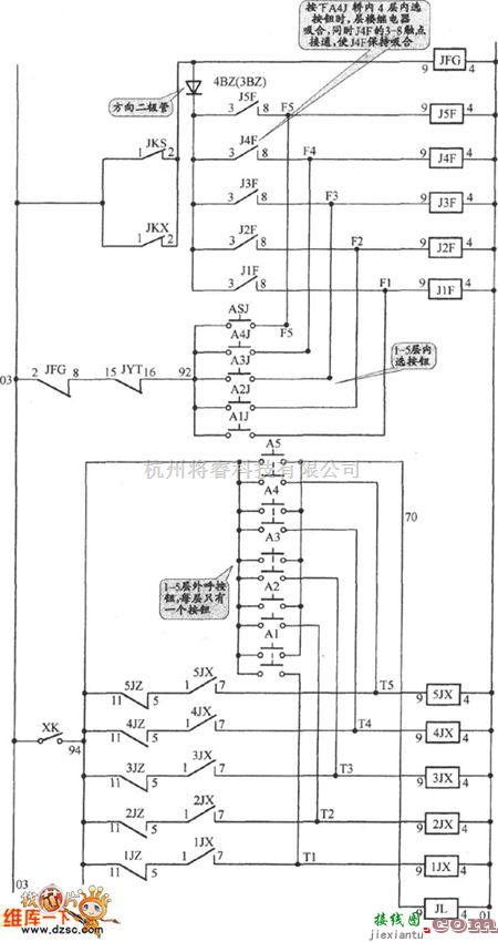 电梯控制中的APM-81交流双速电梯按钮电路图  第1张