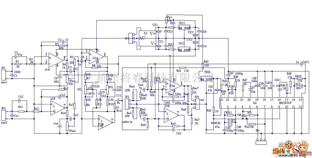 语音电路中的用M65831AP自制高品质数字卡拉OK电路图  第1张