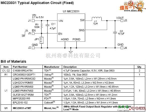 单片机制作中的MIC23031应用电路图  第1张