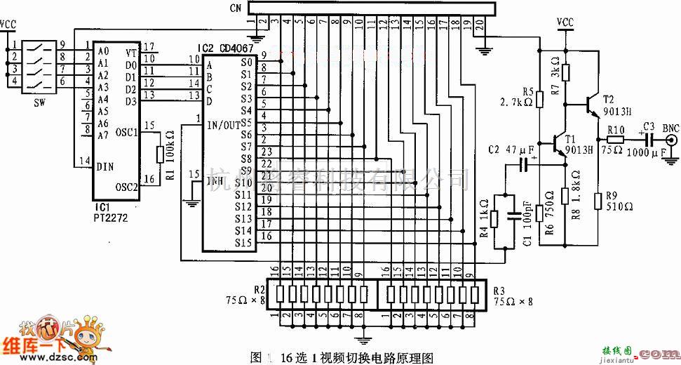 电视电源中的视频切换电路图  第1张