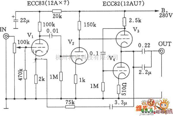 电子管功放中的和田茂氏前级放大器电路图  第1张