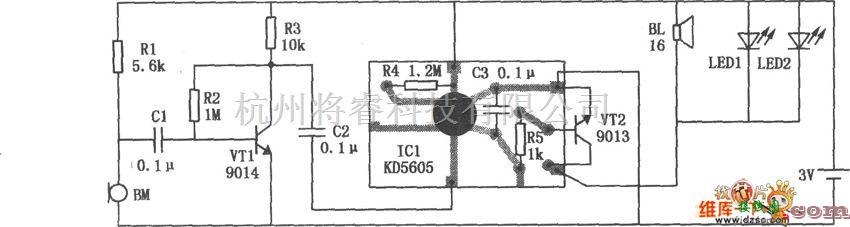 自动控制中的声控玩具小猫电路图  第1张