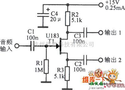 音频处理中的带有音频输入的裂相放大电路图  第1张