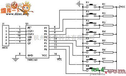 单片机制作中的74hc165典型应用电路图  第1张