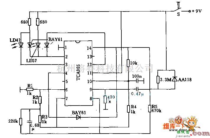 光电电路中的采用TcA965的门限信号发生器电路图  第1张