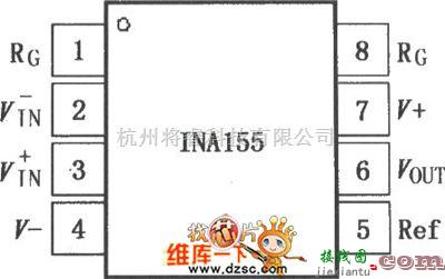 仪表放大器电路中的ina155／156 rail-rail输出cmos仪表放大器电路图  第1张