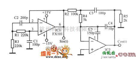 正弦信号产生中的双相输出正弦波振荡器电路图  第1张