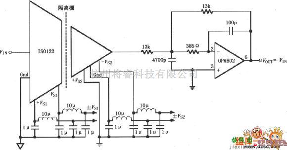 滤波器中的ISO122／124构成的π型滤波器电路图  第1张