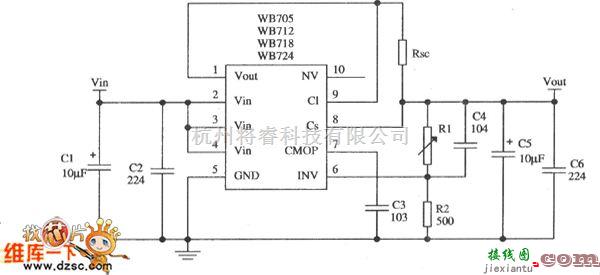 保护电路中的WB705构成的限流型保护电路的应用电路图  第3张