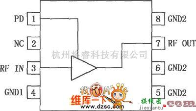 仪表放大器中的RF2347低噪声PA驱动放大器引脚电路图  第1张