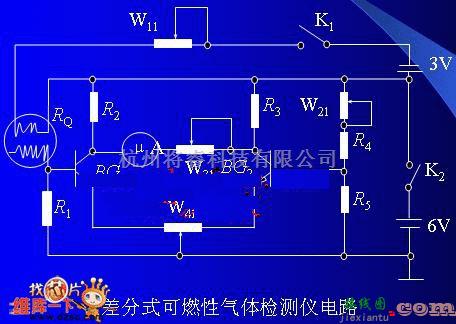 仪器仪表中的差分式可燃性气体检测仪电路图  第1张