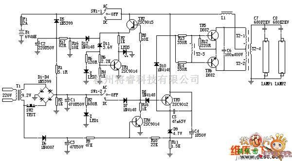 灯光控制中的交直流两用日光灯照明电路图  第1张