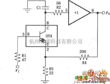 宽带放大器电路中的宽带跨导型运算放大和缓冲器OPA660的电流反馈放大电路图  第1张