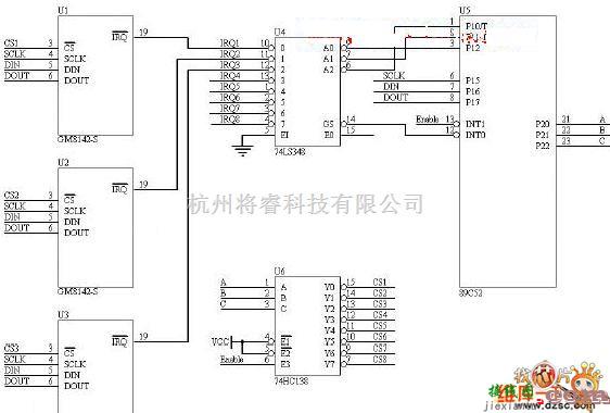 单片机制作中的74hc138扩展电路的示意部分电路图  第1张