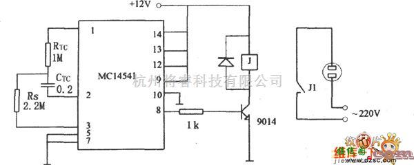 定时控制中的MC14541构成的简单定时器电路图  第1张