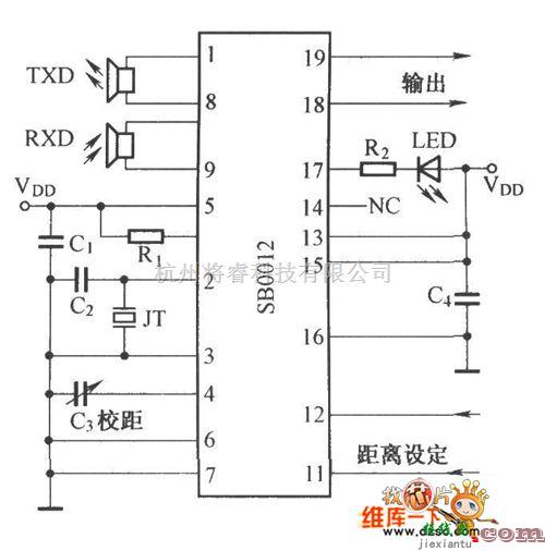 超声波遥控中的汽车防撞超声波电路图  第1张