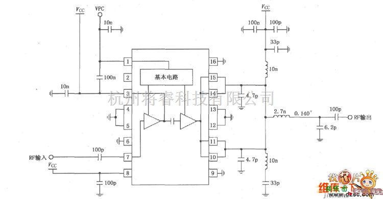 射频放大器中的RF2131在4.0～4.8V电源供电时获得最佳功率和效率放大器电路图  第1张