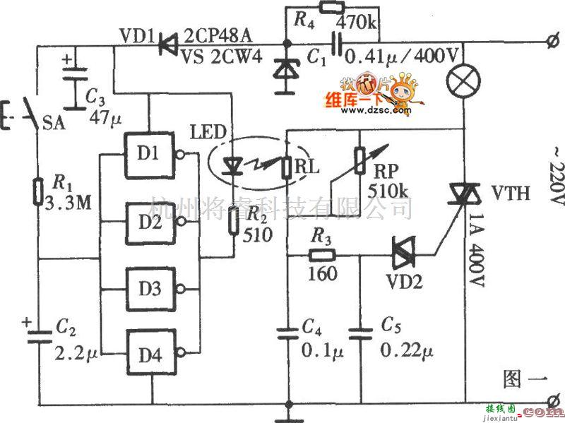 灯光控制中的渐亮、渐灭式灯光控制器电路图  第1张