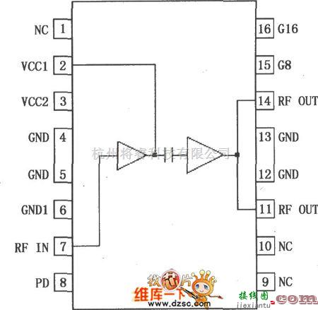 射频放大器中的RF2155可编程增益功率放大器引脚电路图  第1张