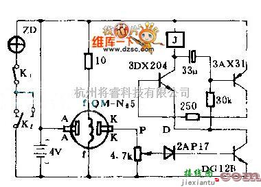 工矿安全电路中的矿灯蓄电池报警电路图  第1张