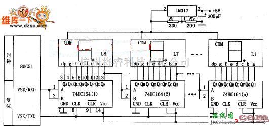 单片机制作中的74hc164应用电路图  第1张