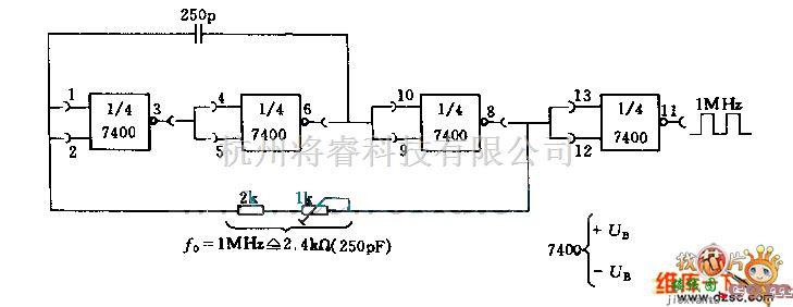 光电电路中的1MHz振荡器电路图  第1张