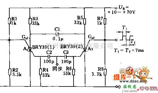 光电电路中的采用晶间管的多谐振荡器电路图  第1张