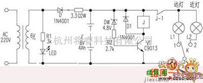 灯光控制中的带蓄电池保护电路的小型应急灯电路图  第1张