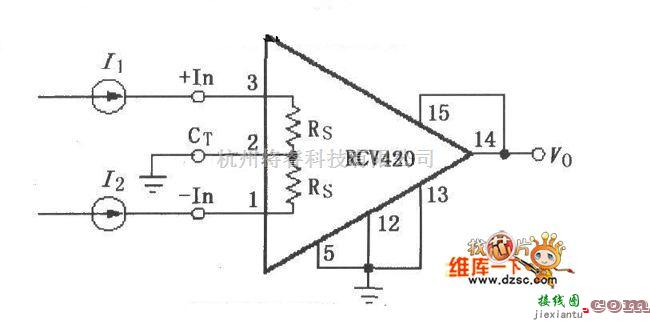 综合电路中的rcv420差动电流-电压变换器电路图  第1张