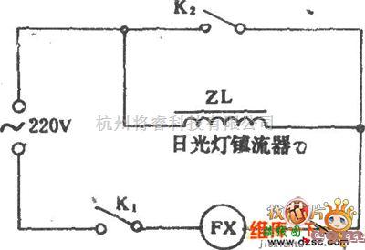 频率合成器中的单速电风扇用40W镇流器改为双速电路图  第1张