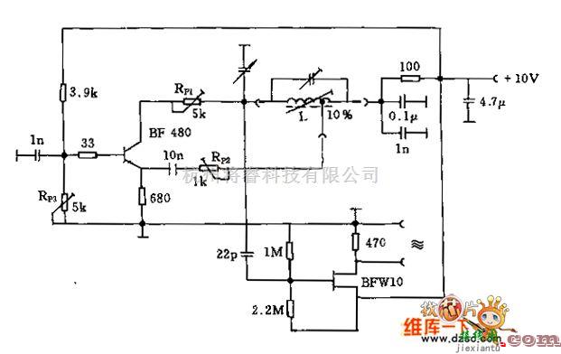 射频放大器中的频率至200MHZ的不合谐波的发射机电路图  第1张