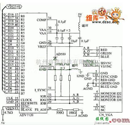 接口电路中的LCD扫描接口转换VGA接口电路图  第1张