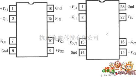 耦合隔离放大电路中的精密隔离放大器ISO122／124引脚电路图  第1张