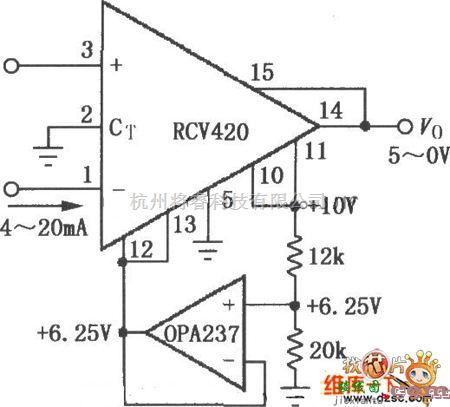 综合电路中的rcv420电流-电压变换电路图  第1张