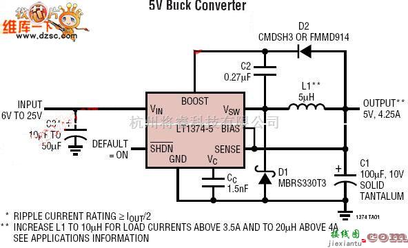 单片机制作中的LT1374应用电路图  第1张