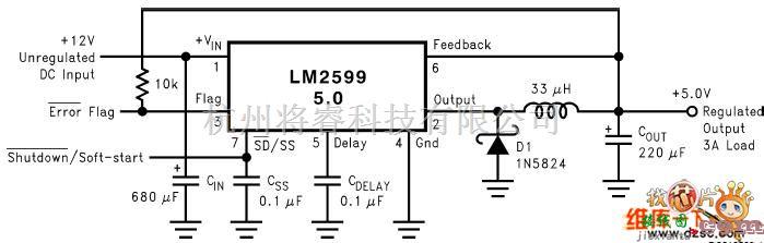 单片机制作中的LM2599应用电路图  第1张