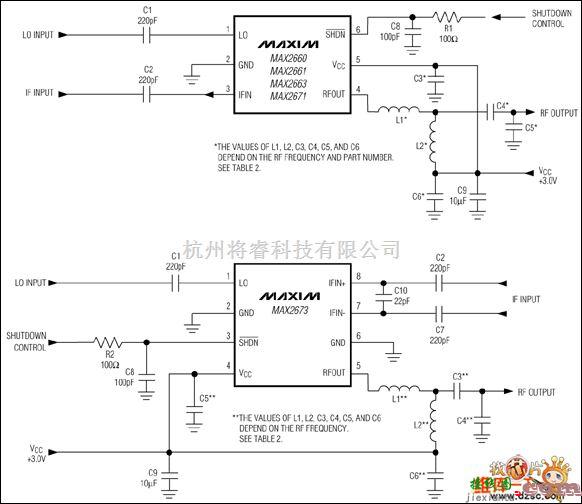 单片机制作中的MAX2663, MAX2671, MAX2673典型应用电路图  第1张