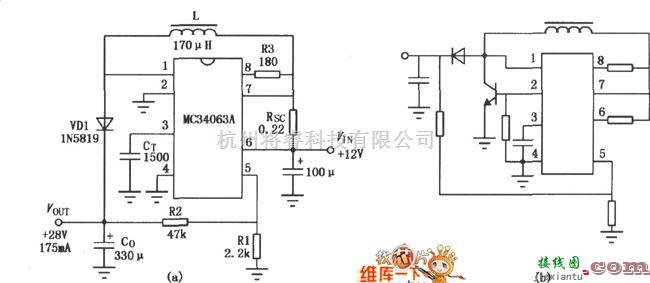 DC-DC中的MC3406A升降压DC—DC集成变换器电路图  第1张