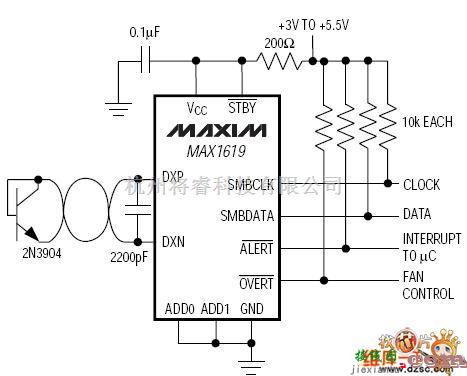 单片机制作中的MAX1619应用电路图  第1张