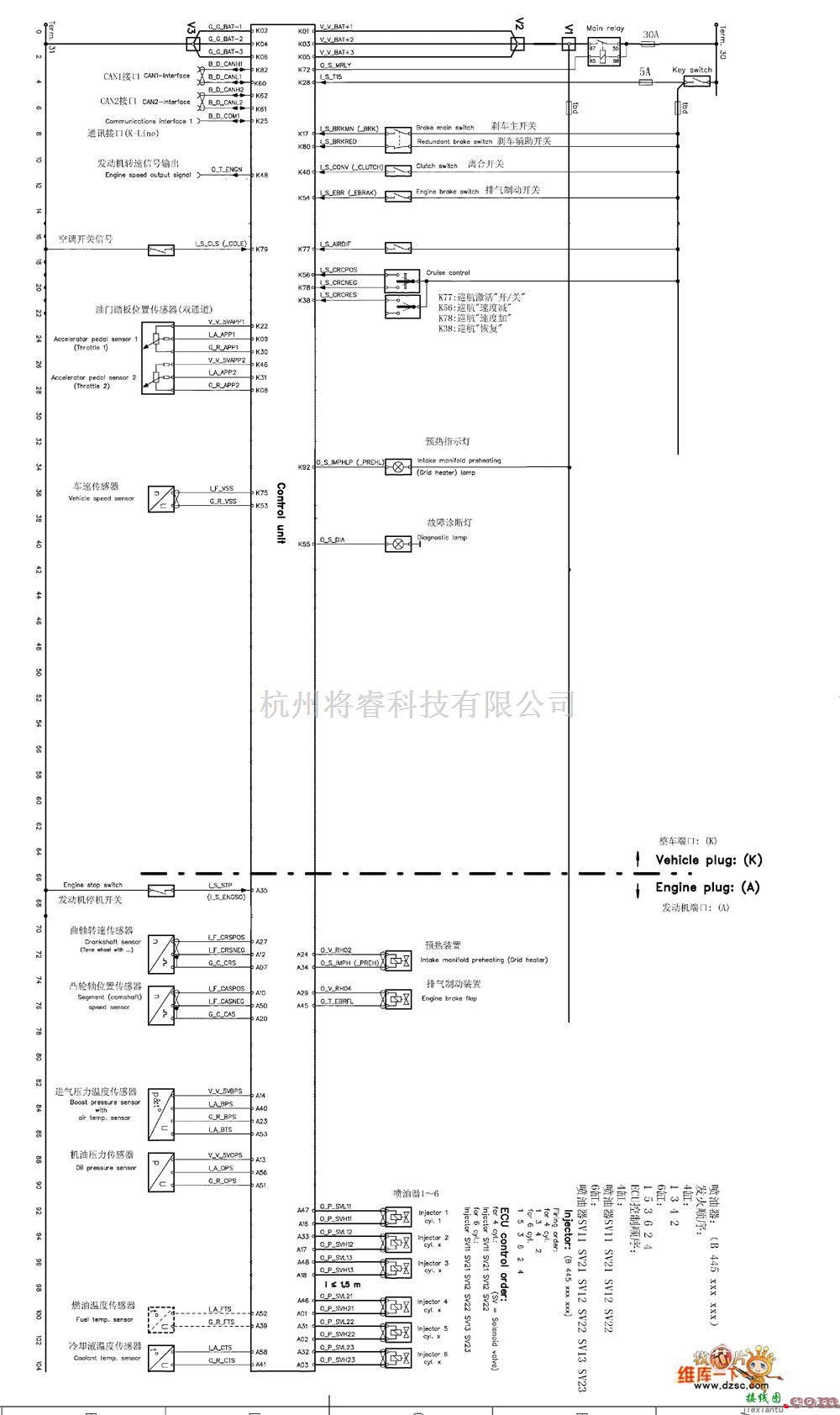 五十铃发动机控制系统外部接线图  第1张