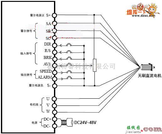 电机控制专区中的无刷直流电机典型接线电路图  第1张