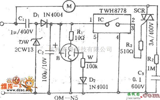 自动控制中的换气扇自动控制电路电路图  第1张