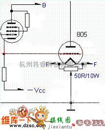 电子管功放中的805电子管变压器推动功放电路图  第1张