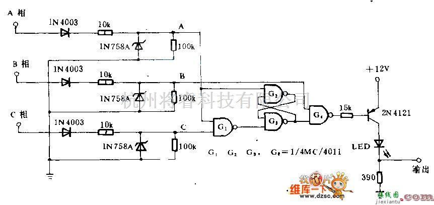 光电电路中的相序检测电路图  第1张