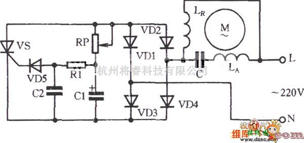 电动机中的单相电动机晶闸管电子无级调速电路图  第1张